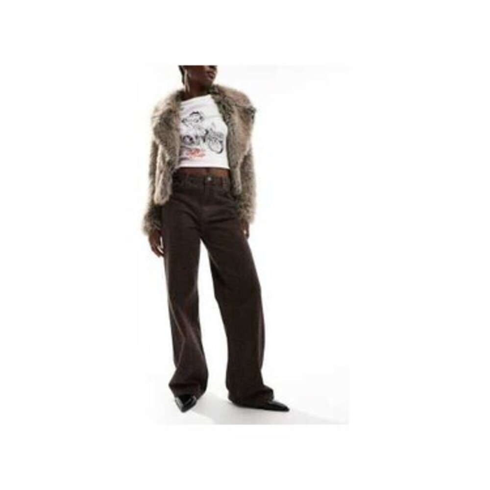 Stradivarius straight leg jeans in dark wash leopard